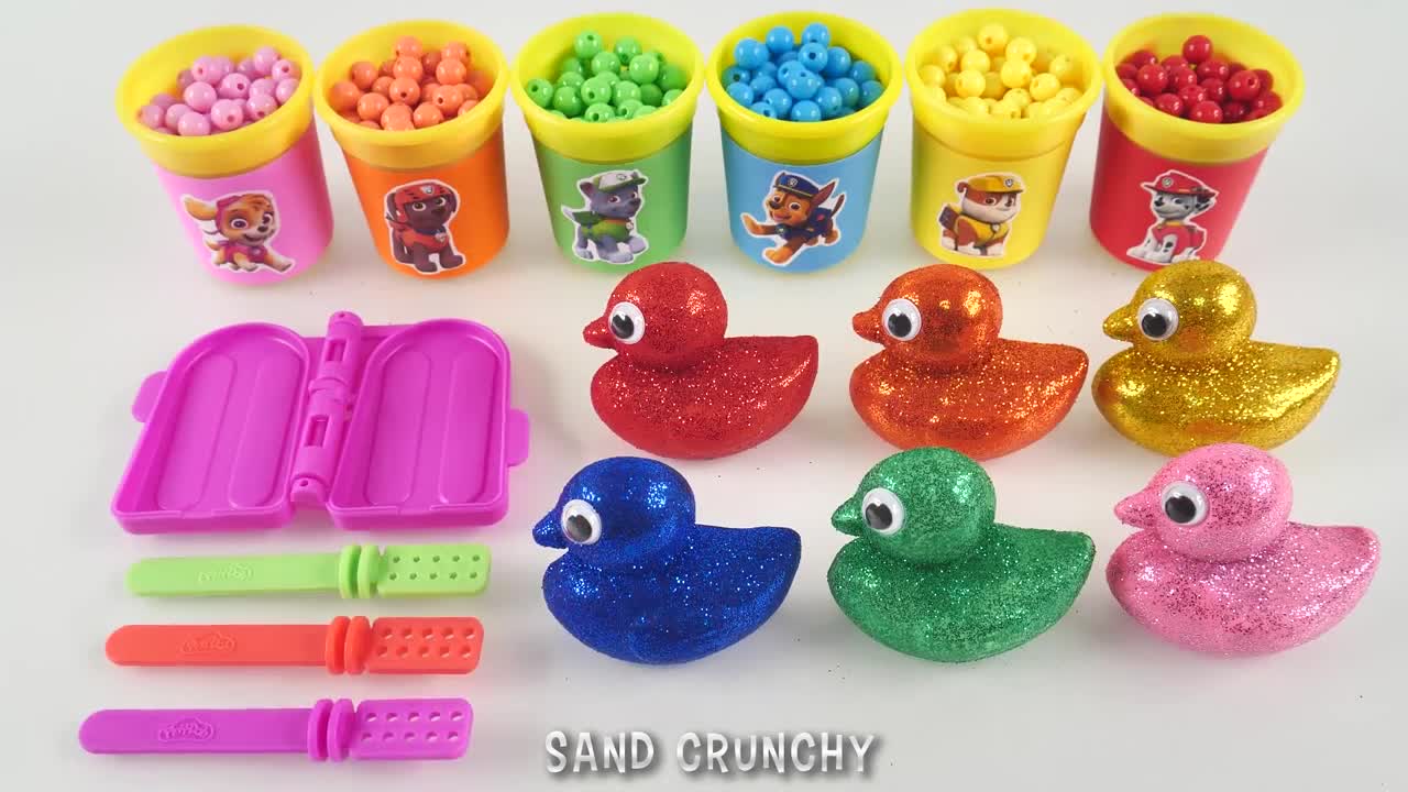 Satisfying Video l How to Make Playdoh Popsicle with Glossy Duck & Beads Cutting ASMR l Sand Crunchy