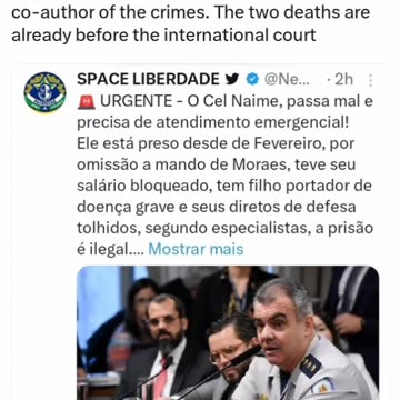 TOGA Dictatorship Naime has been suffering from vomiting and fainting for months, it will be the third crime committed by @Alexandre perpetrator and @rodrigopacheco co-author