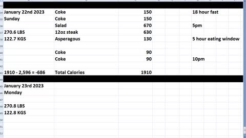 Daily Calorie Count: January 22nd