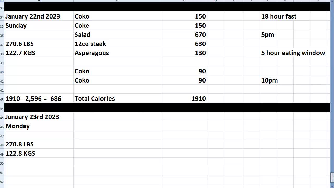 Daily Calorie Count: January 22nd