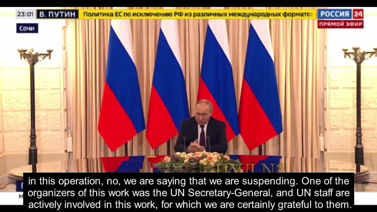 Putin - These drones,they walked in the corridor through which grain is exported from Ukraine