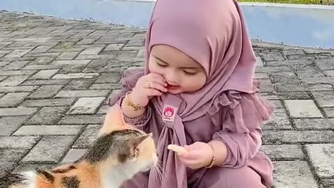 Cute 🥰 baby girl & cat | cute story