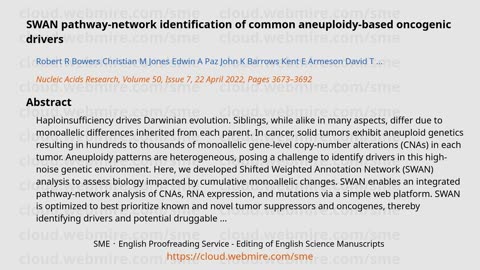 ScioBio ･ SWAN pathway-network identification of common aneuploidy-based oncogenic drivers