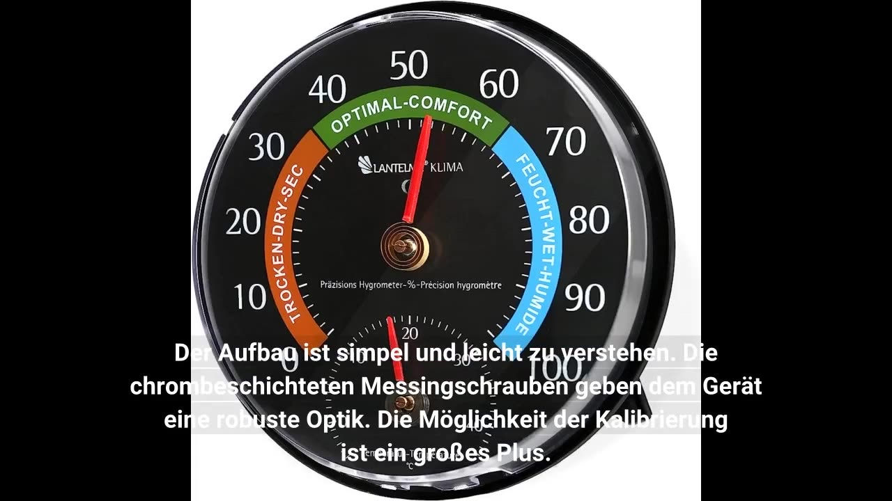 TFA Dostmann Thermo Analoges Thermometer Hygrometer mit Metallring, Luftfeuchtigkeitsmessgerät