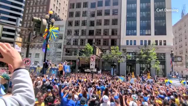 Warriors' Steph Curry celebrates NBA championship