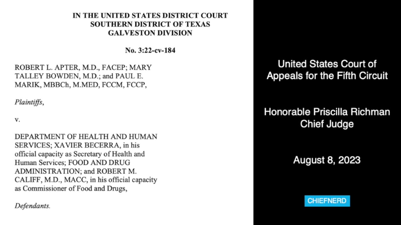 1) FDA Attorney Ashley Cheung Honold Now Says Doctors Did Have the Right to Prescribe Ivermectin