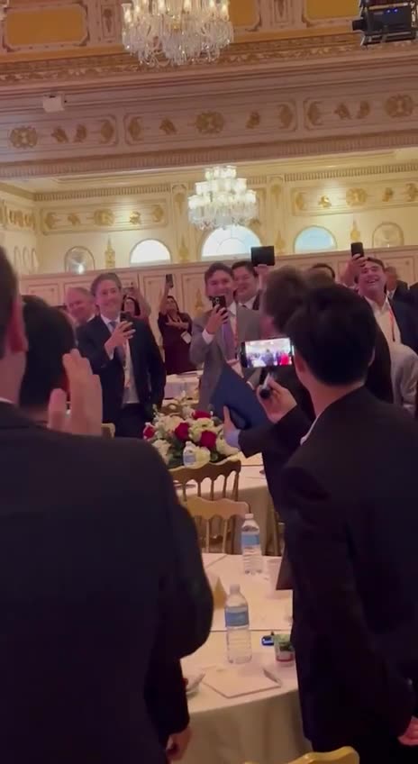 Argentina President Javier Milei dancing happily at Mar A Lago last night 🤣 to YMCA - LOOKED LIKE A SPRY TRUMP DANCE