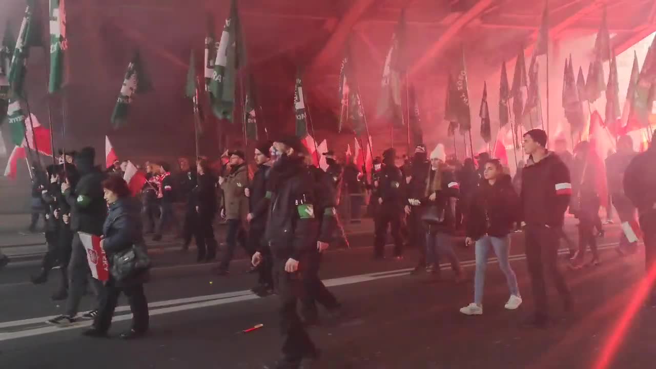 Warsaw, Poland Nov. 12, 2021: Polish Intifada march