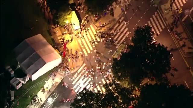 Aerial video shows crowds fleeing Philadelphia shooting