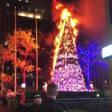 Christmas tree set on fire outside Fox News in Manhattan, New York, suspect arrested