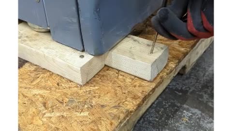 How to load 800lb freezer on a pallet with 2 people for transportation.