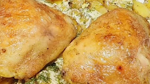 Chicken and potatoes have never tasted so good. Easy Oven Chicken Recipe