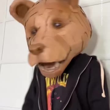 Artist Transforms Cardboard Box Into Life-sized Bear Mask