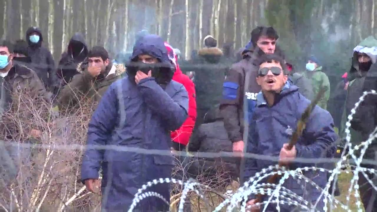 Migrants force the border in Poland.