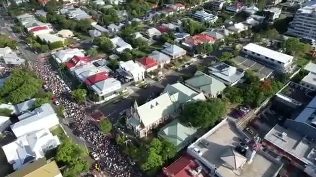 Brisbane Freedom Rally/March Drone Footage 18/12/21 ~ Amazing Numbers