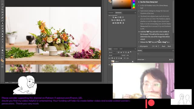 Adobe photoshop 21 clone stamp tool functionality's tutorial walkthrough..