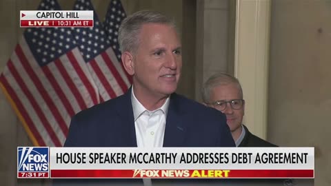 Kevin McCarthy has press conference after bending the knee to Joe Biden on the debt ceiling.