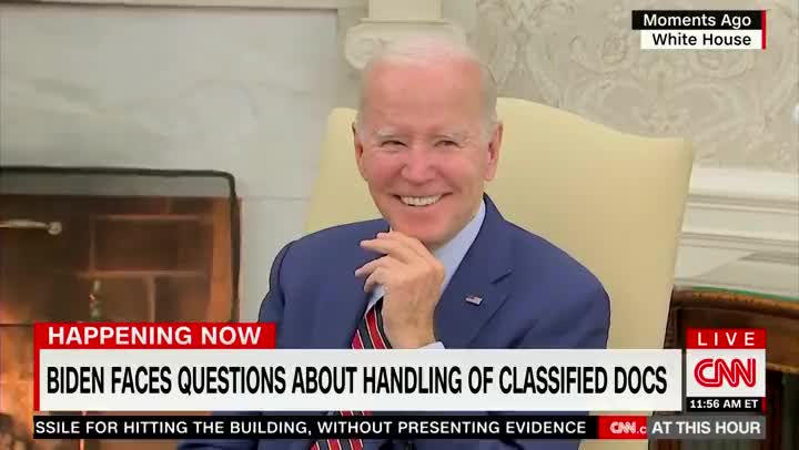 Biden Holds Back Laughter While Ignoring Reporters Asking Questions on Classified Docs