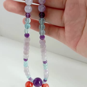 Spodumene Kunzite Skura onyx Milky Bule Aquamarine with pretty Amethyst gemstone beads