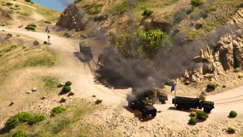 Israeli Military Weapons Convoy Badly Destroyed by Palestinian Fighter Jets | GTA 5