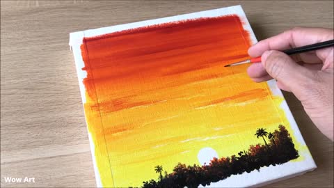 Daily Challenge #34 / Easy Art / Power lines at sunset painting