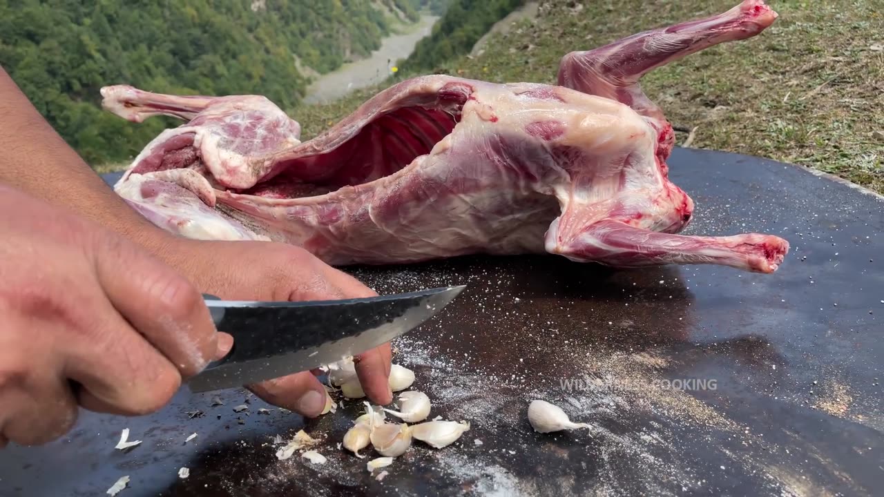 Whole LAMB Cooked under a thick layer of SALT high in the mountains! Village life