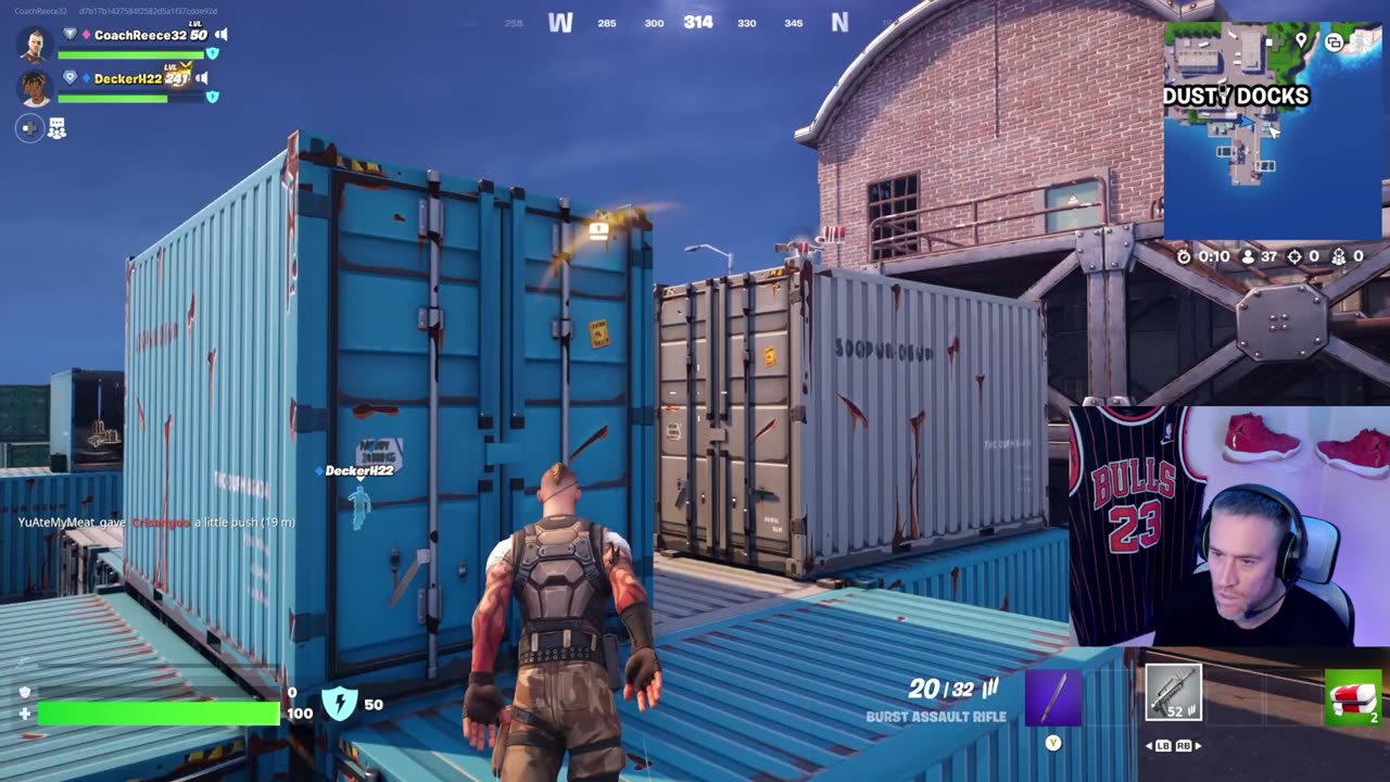 Fortnite adventures with my 7 year old. First time recording.