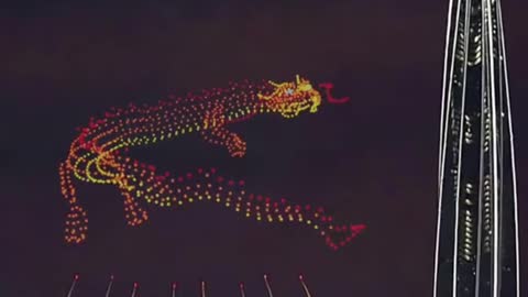 A terrifying dragon composed of 1000 drones by Geoscan Drone Show