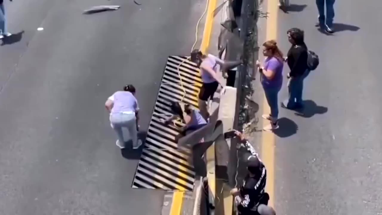 Protesters trying to block the road get instant karma served