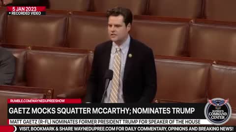 Gaetz Blasts 'Squatter' Kevin McCarthy, Formally Nominates Trump For Speaker