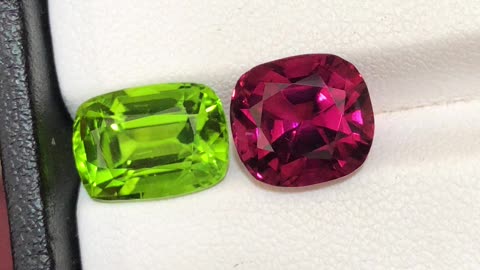 Superb quality natural top green colour peridot and top red tourmaline from Afghanistan