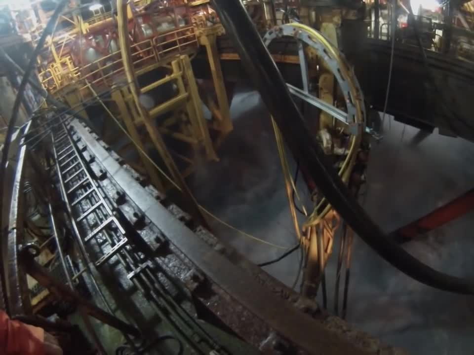 Oil rig offshore, winter storm