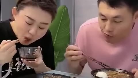 Viral Chinese Wife and Husband Eating Food