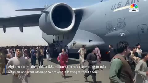 Watch Afghans Run Alongside U.S. Military Plane At Kabul Airport