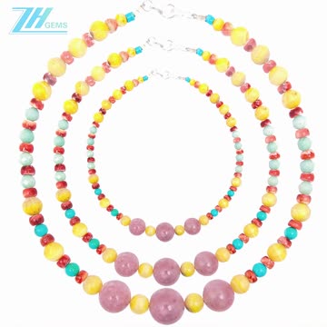 Natural turquoise and spiny oyster bumble bee smooth beads Prehnite Amazonite colorful gemstone necklace gift for women 20231222-03-08