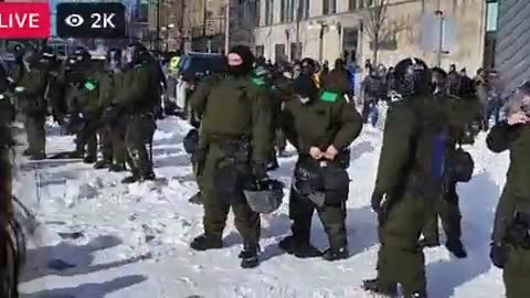 Unmarked troops at trucker convoy