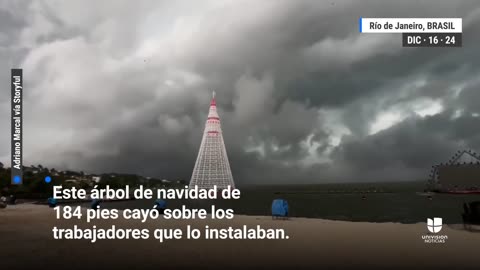 Un árbol de Navidad de 184 pies cae sobre el agua y mata a una persona