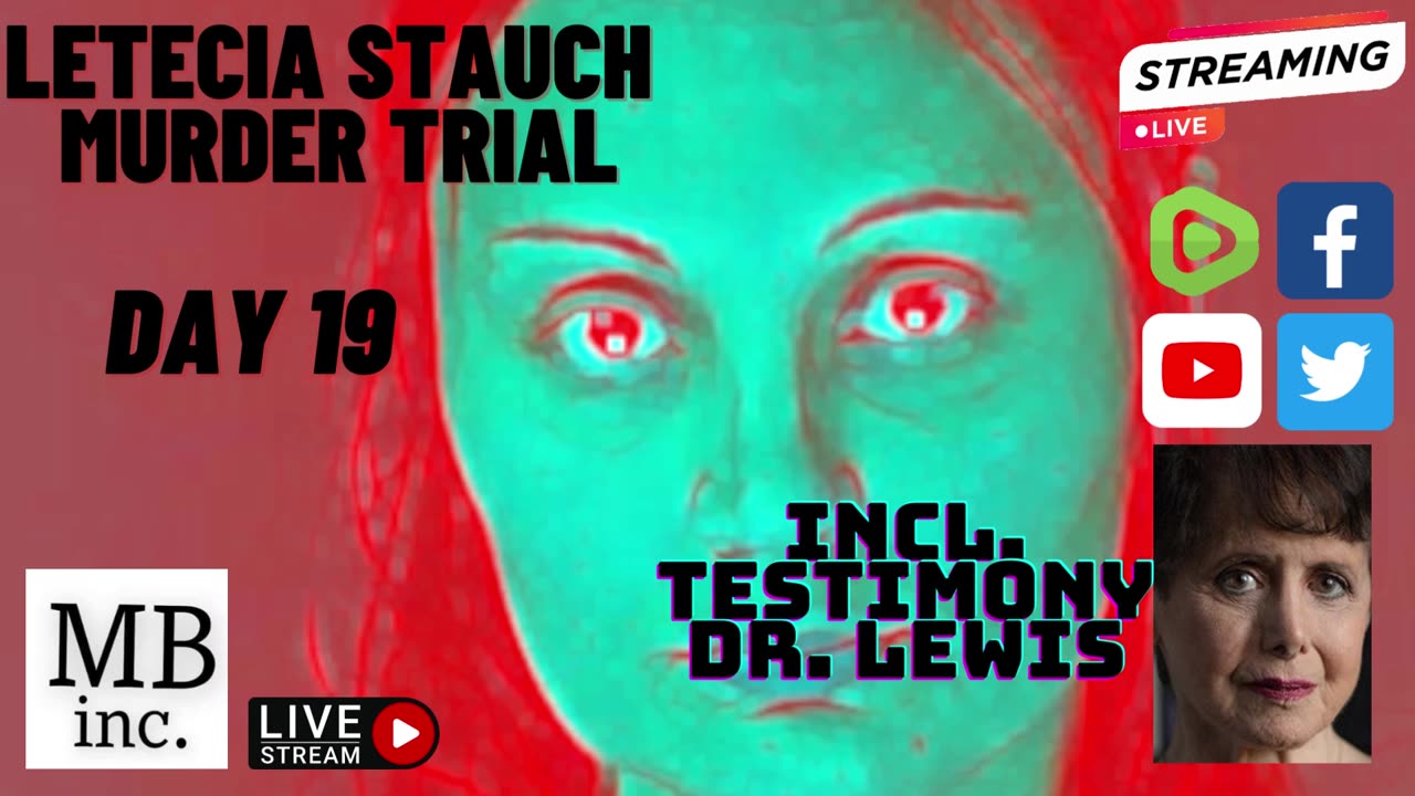 #LIVE Murder Trial of Letecia Stauch | Day 19 incl. Dr Lewis Testimony