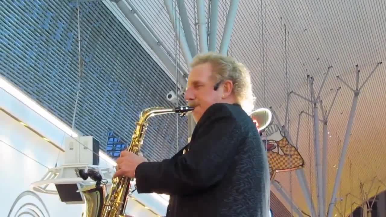 Carl "Safe Sax" Ferris performs - Summer Fun, on Fremont Street, Las Vegas, April 2011