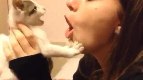 Being kissed by a cat