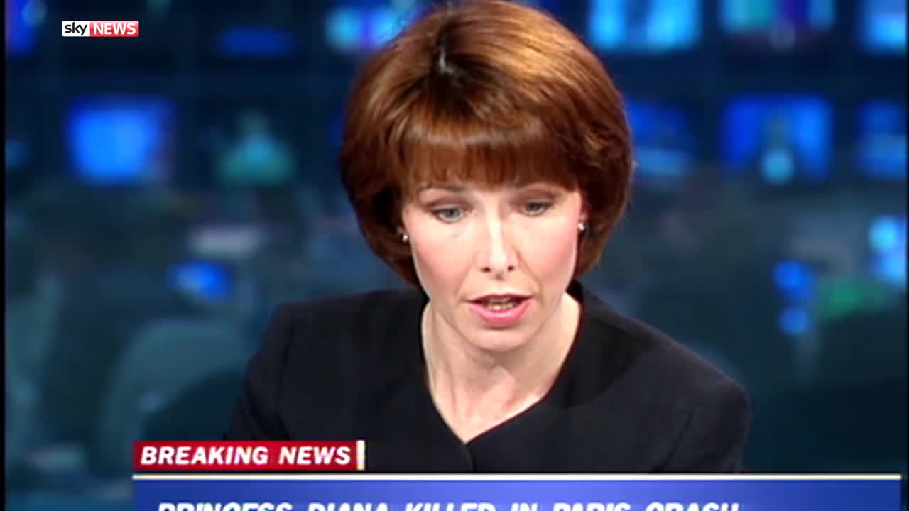 Kay Burley announces the death of Princess Diana on Sky