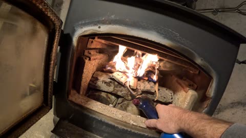 Scandinavian Style fire in wood stove