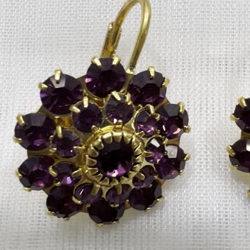 18KGP 1” Leverback Earrings. Made with Swarovski Crystal Amethyst. Party. Event