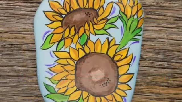 unique & Stunningly beautiful sunflower rock stone painting ideas for beginners