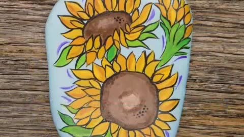 unique & Stunningly beautiful sunflower rock stone painting ideas for beginners