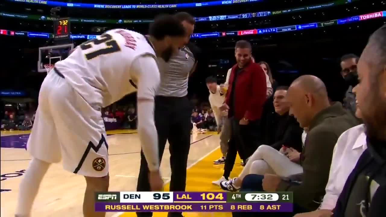 Westbrook dives into the crowd