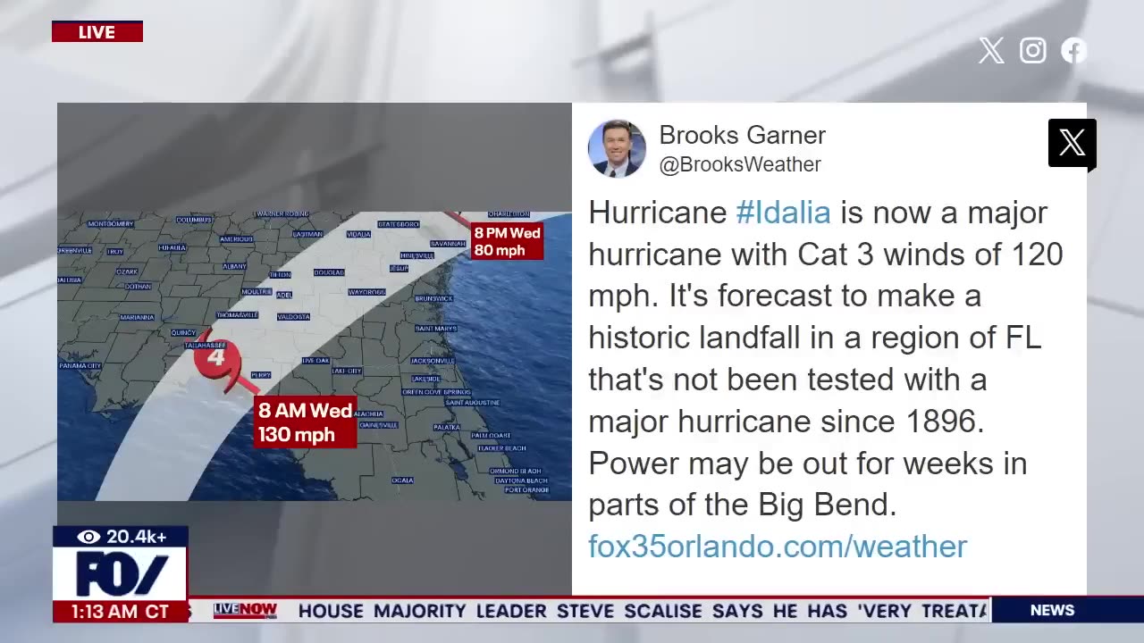 Hurricane Idalia strengthens to 'major' category 3 storm with winds of 120+ mph | LiveNOW from FOX