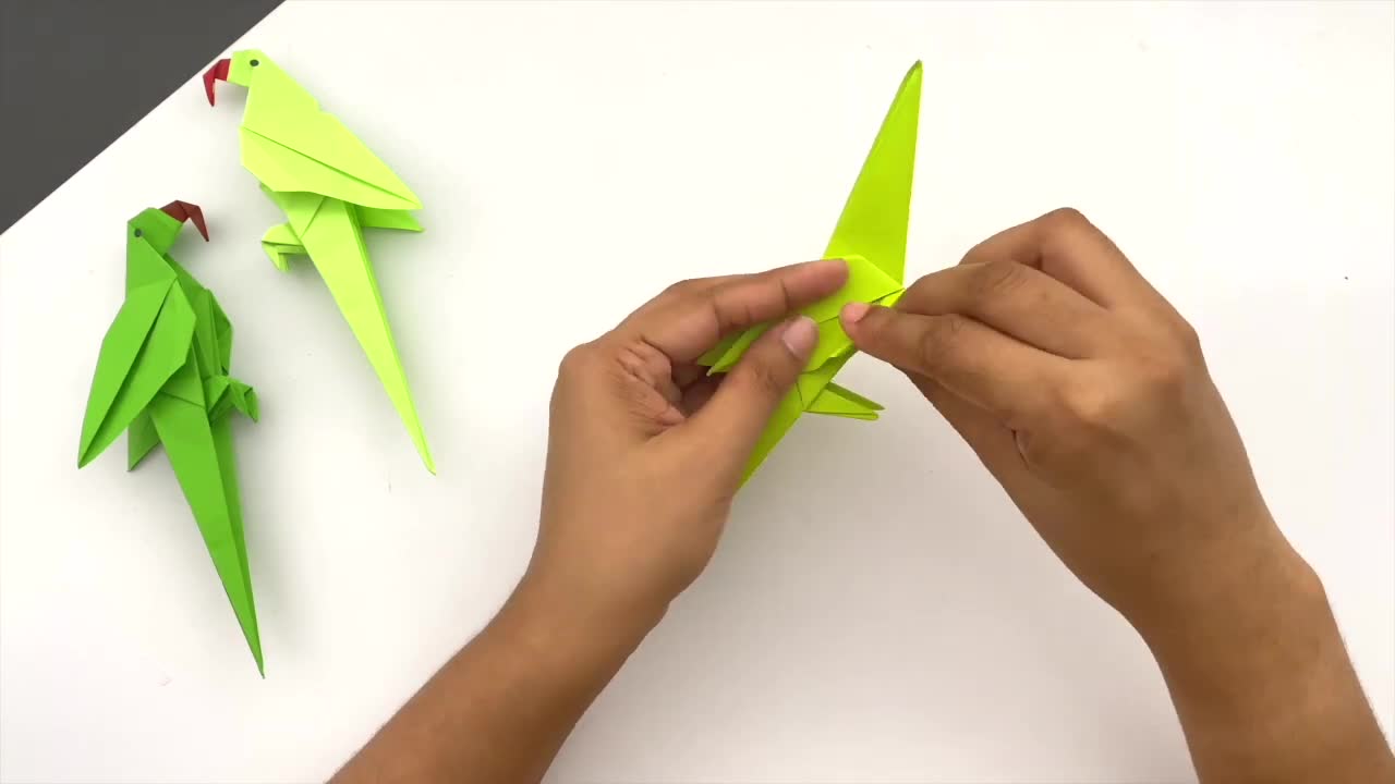 How To Make Paper Parrot - Origami Paper Parrot - How to make paper bird - Paper Craft - paper bird_