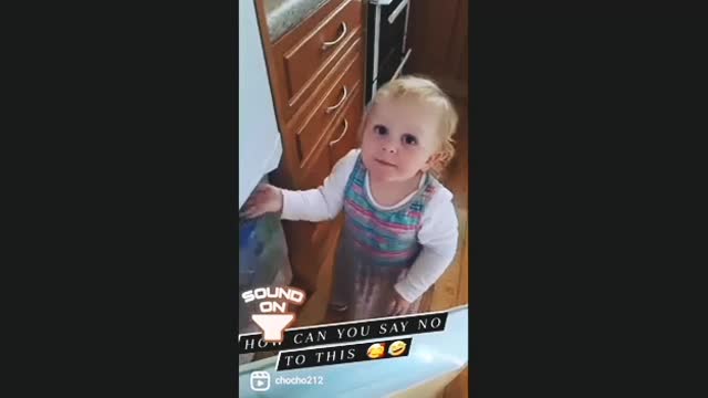 Toddler get caught stealing icecream quickly learns about to say ' please'