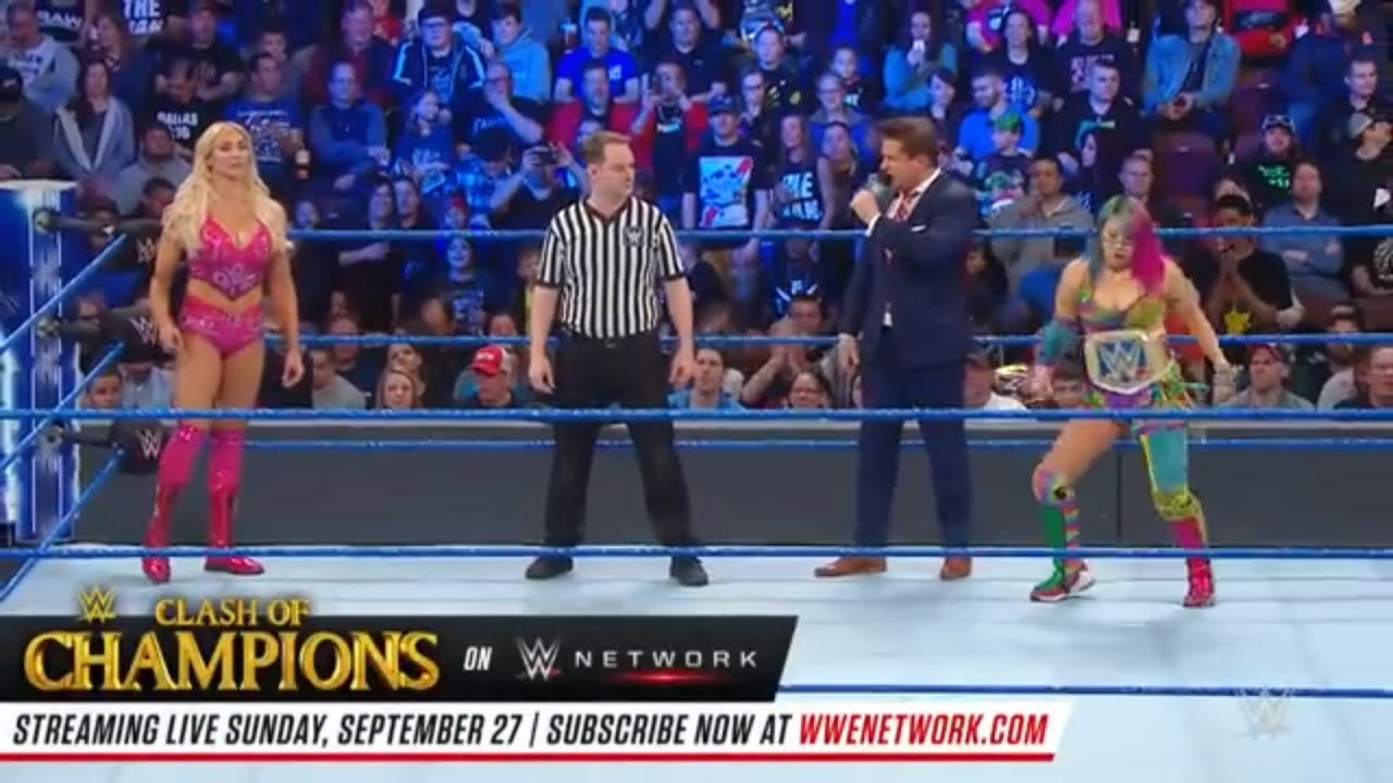 Asuka vs Charlotte Flair. Women Title Match live